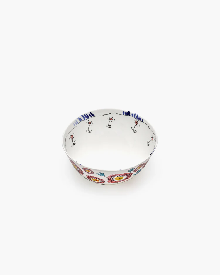 Serax Bowl L Anemone milk midnight flowers in Marni 18cm