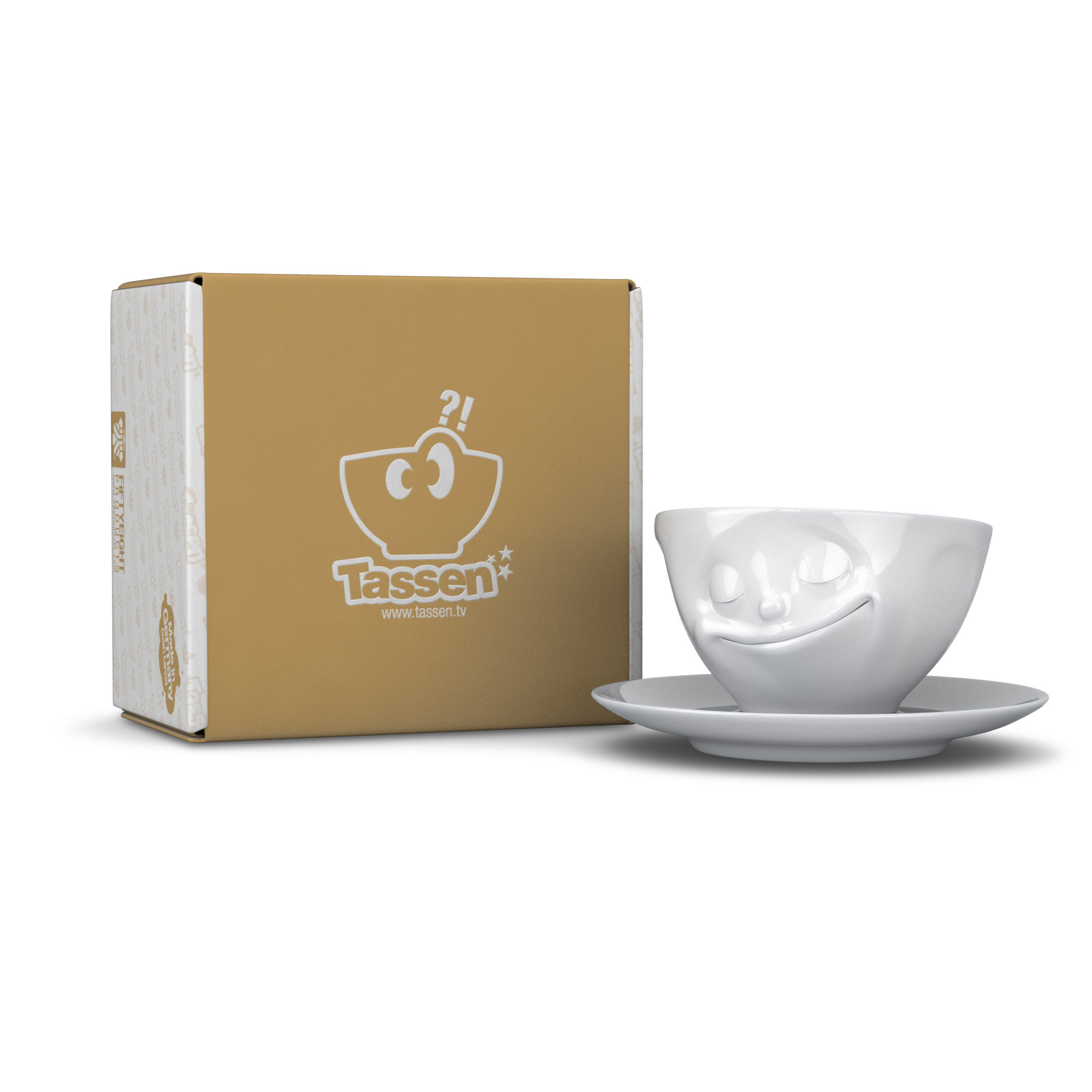 fiftyeight Kaffeetasse Glücklich weiß