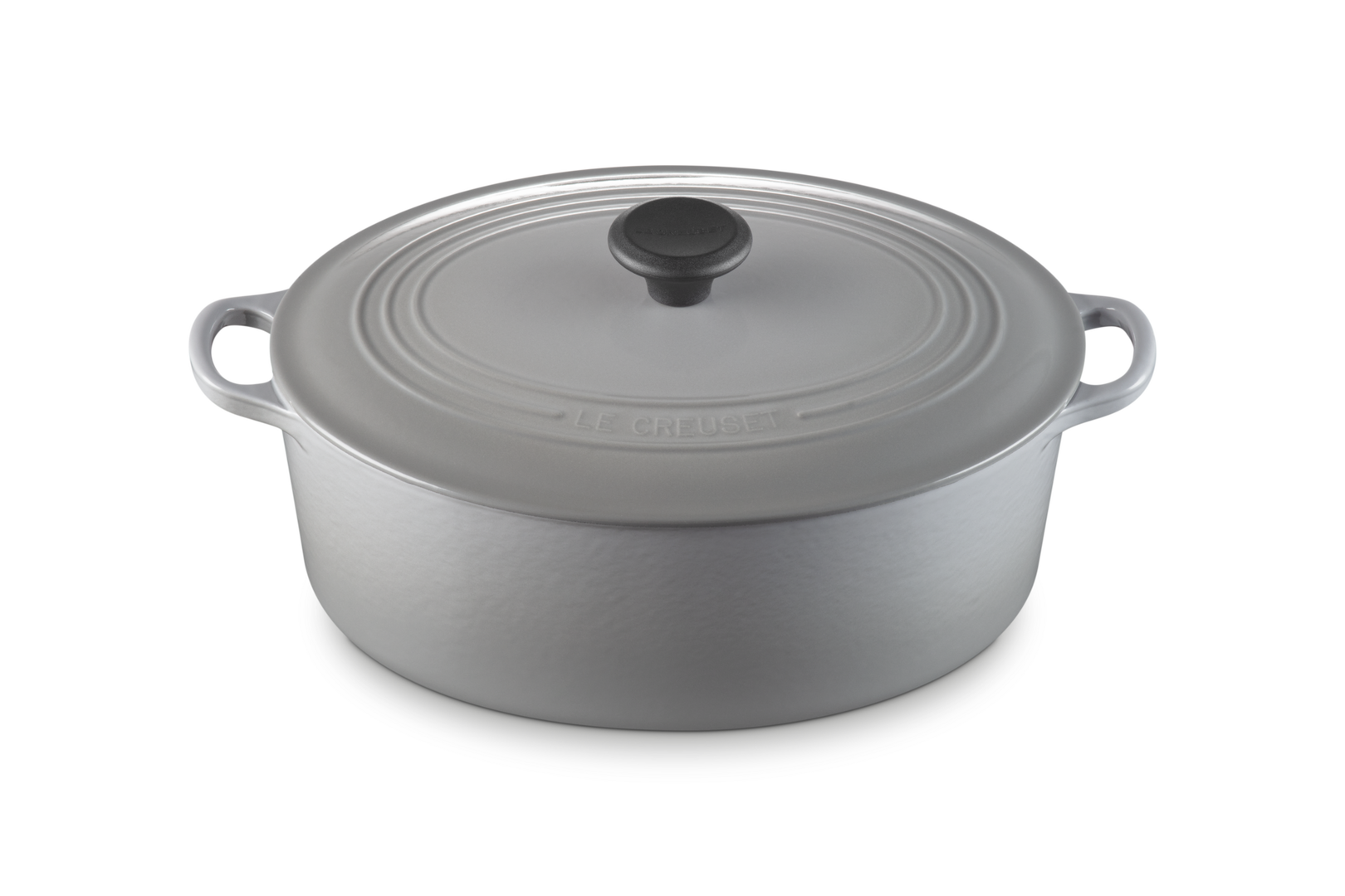 Le Creuset Ovaler Bräter Tradition aus Gusseisen mit Phenolknopf 29cm Perlgrau