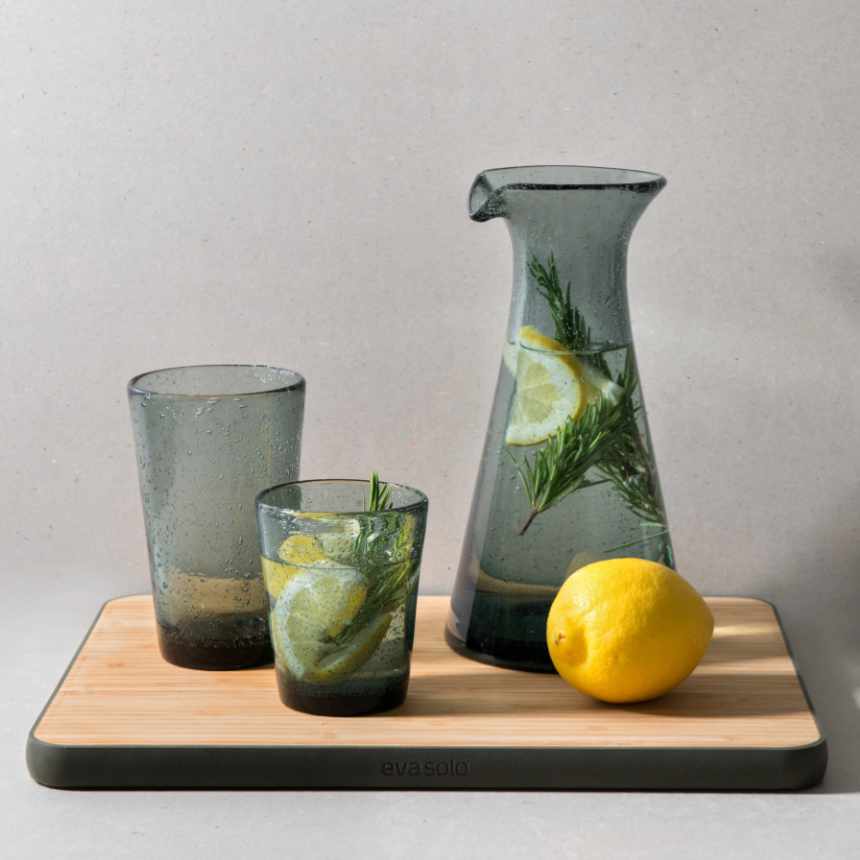 Broste Copenhagen Trinkglas Bubble Glas mit Luftblasen grau