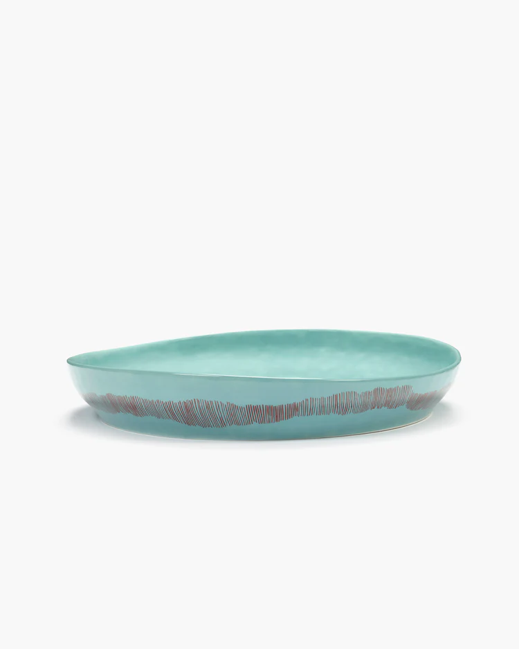 Serax Teller M azurblau rote Streifen Feast von Ottolenghi 36cm